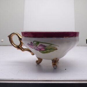 Vintage Fred Roberts Co San Francisco Footed Floral Gold Trim Teacup